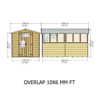 Shire Ashworth 6' 7" x 9' 10" Apex Shed - Budget Dip Treated Overlap