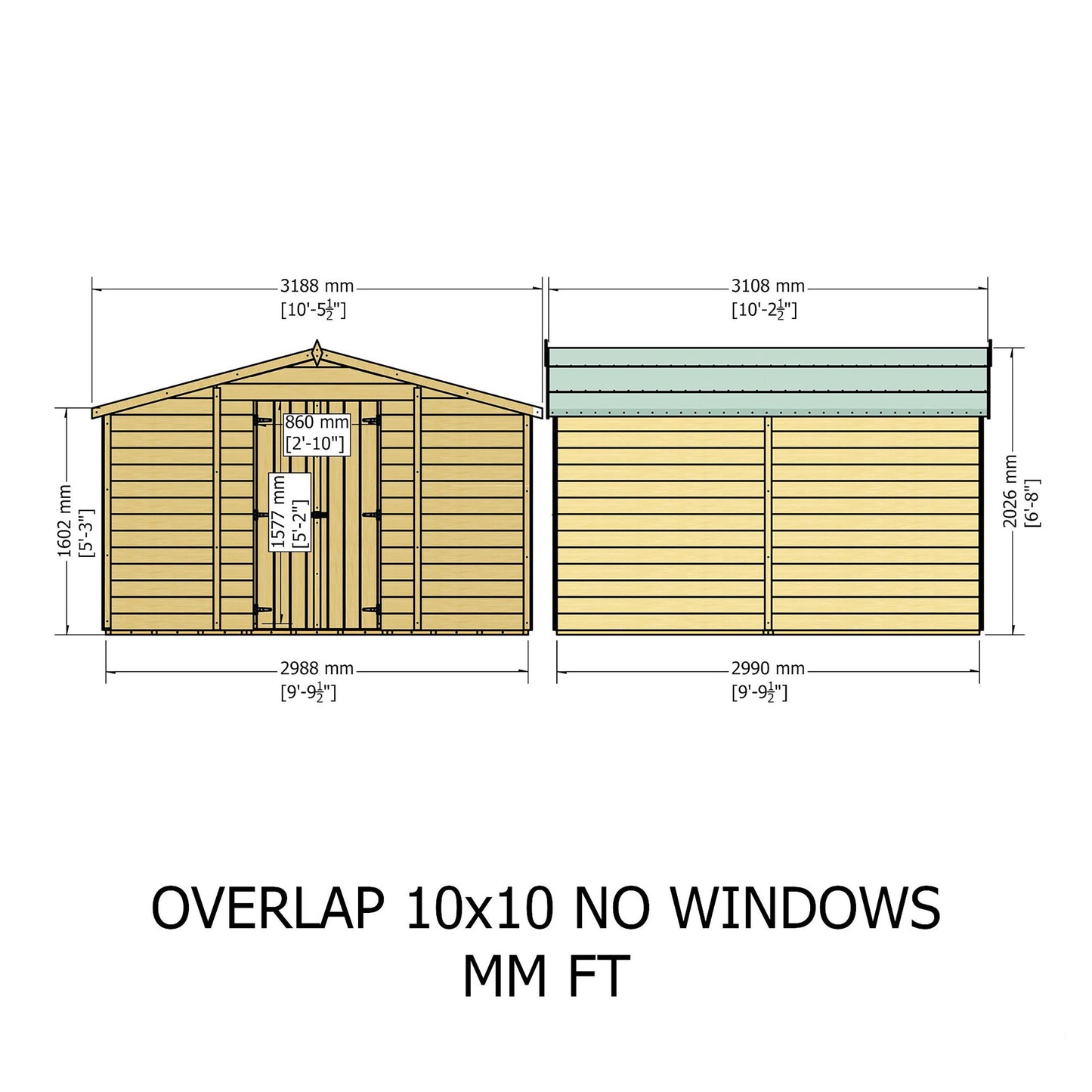 Shire Value 10' 3" x 10' 4" Apex Shed - Premium Coated Overlap