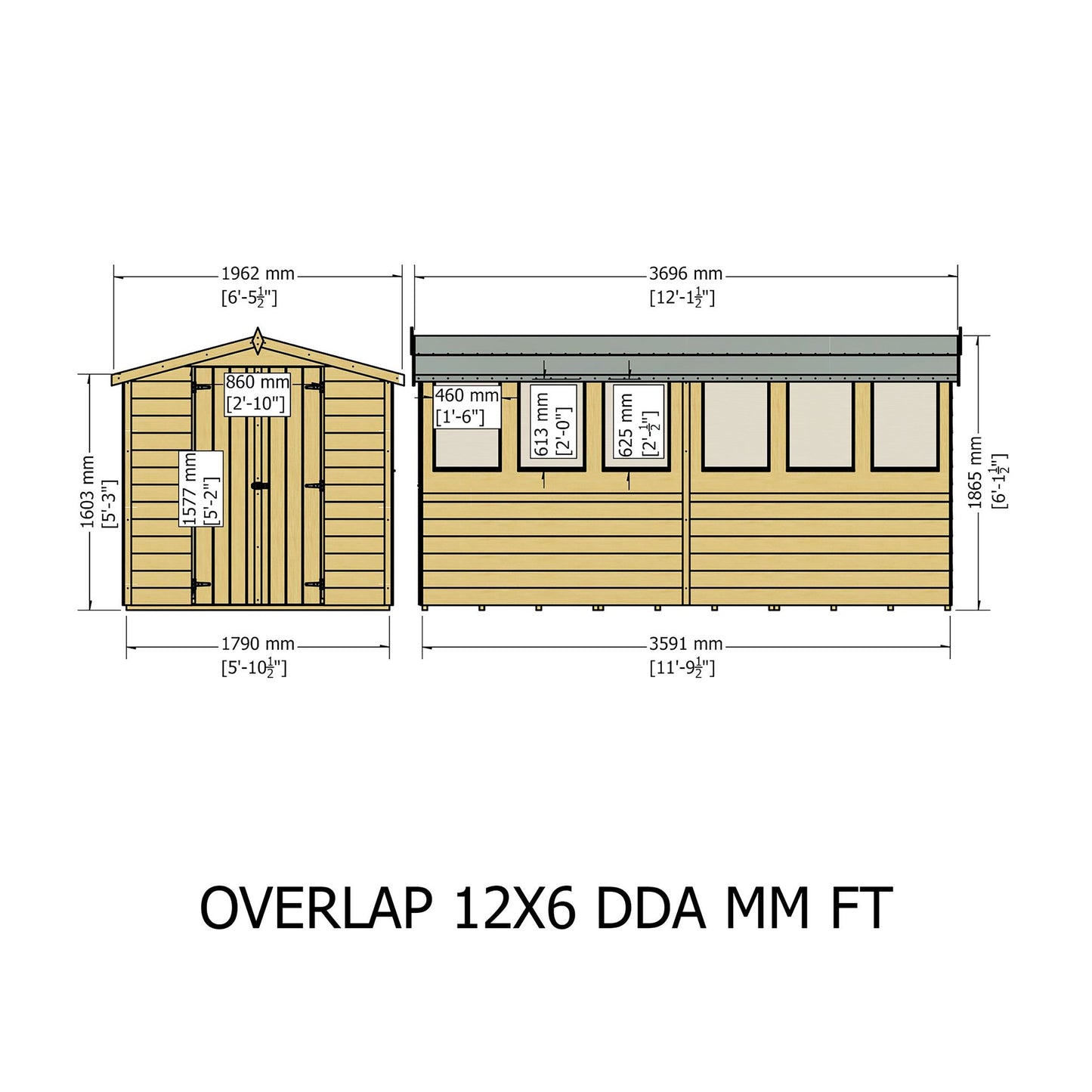 Shire Canterbury 6' 7" x 12' 2" Apex Shed - Budget Dip Treated Overlap