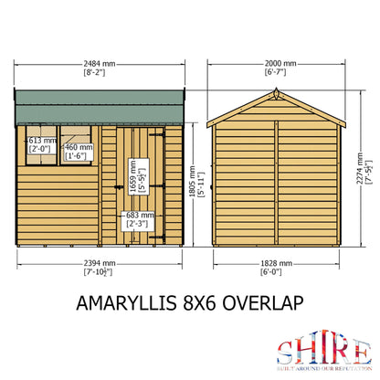 Shire Ashworth 6' 5" x 8' 1" Apex Shed - Budget Dip Treated Overlap