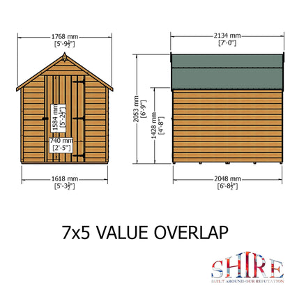 Shire Wiltshire 5' 9" x 6' 11" Apex Shed - Premium Pressure Treated Overlap