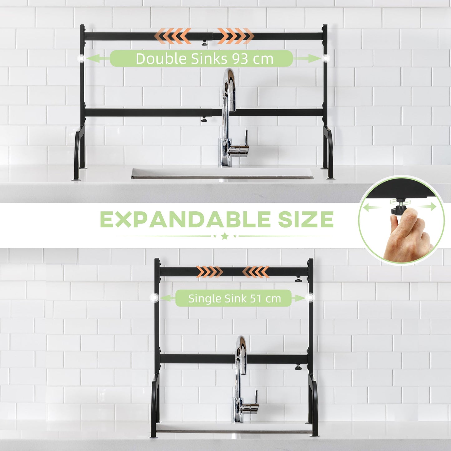 Space Saving 2 Tier Adjustable Dish Drainer Over The Sink Dish Drying Rack