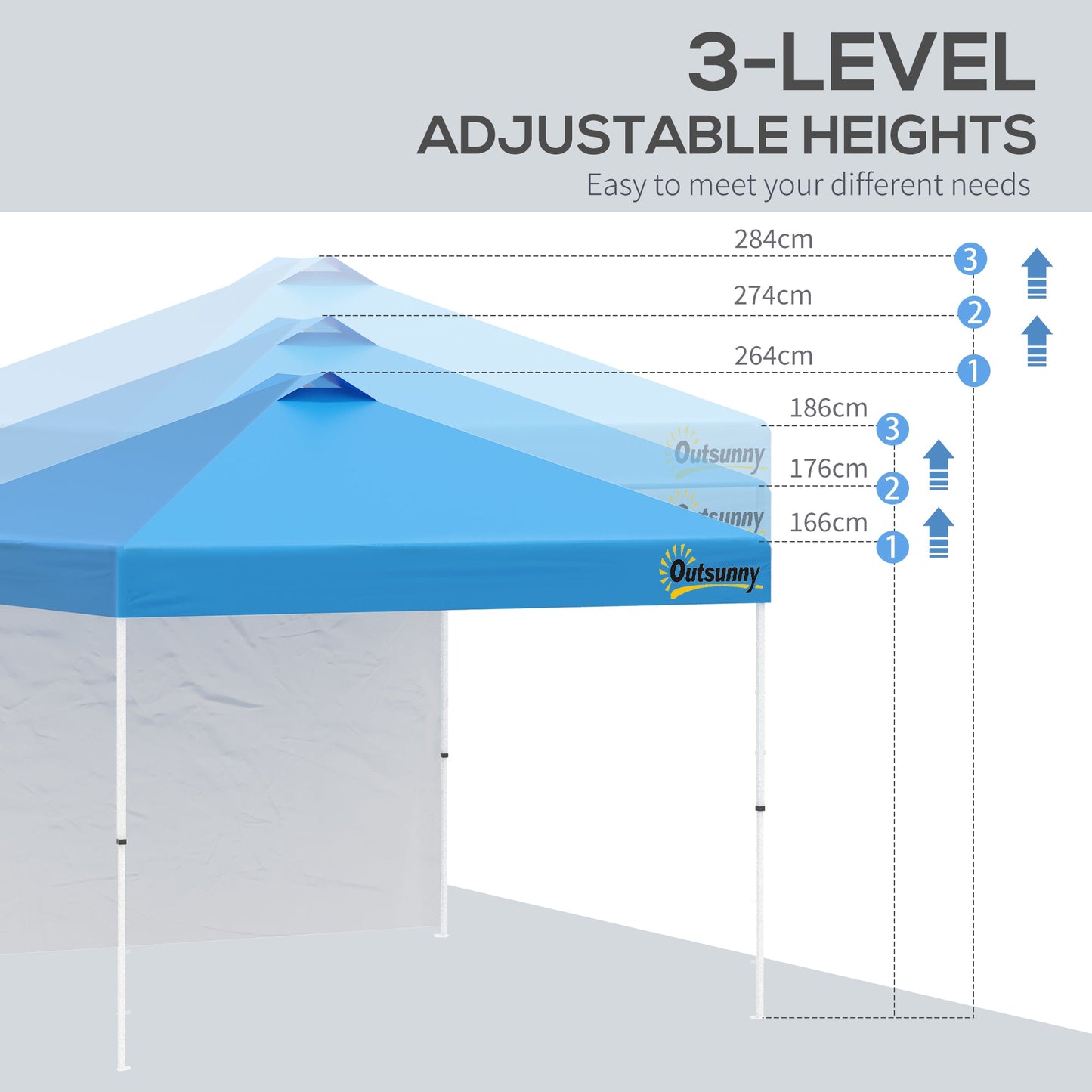 Outsunny 3X3(M) Pop Up Gazebo With 1 Side And Roller Bag