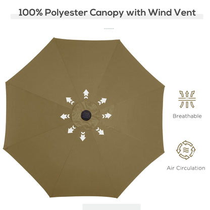 24 LED Solar Powered Parasol Umbrella-Brown