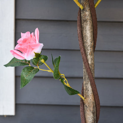 90cm/3FT Artificial Rose Tree Fake Decorative Plant w/ 21 Flowers Pot Indoor Outdoor Faux Decoration Home Office Décor Pink & Green