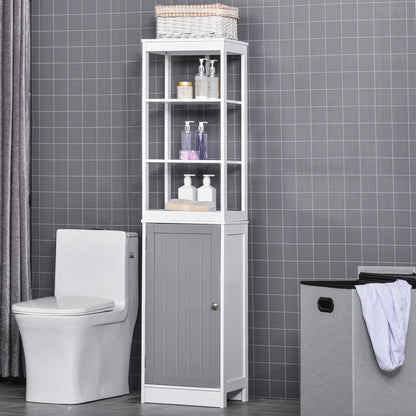 kleankin Tall Bathroom Cabinet Free Standing Slimline Cupboard Tallboy Unit Storage Organiser for Bathroom