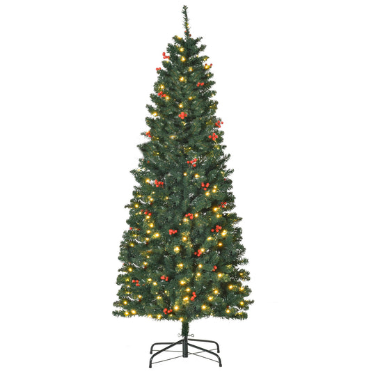 6FT Prelit Artificial Pencil Christmas Tree with Warm White LED Light