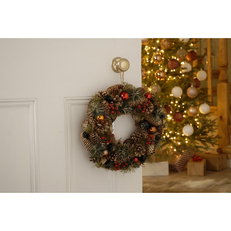 Wreath Christmas Decoration Red & Gold - 36cm