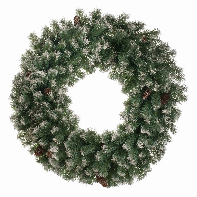 LED Wreath Christmas Decoration Green with Frosted Pattern - 60cm