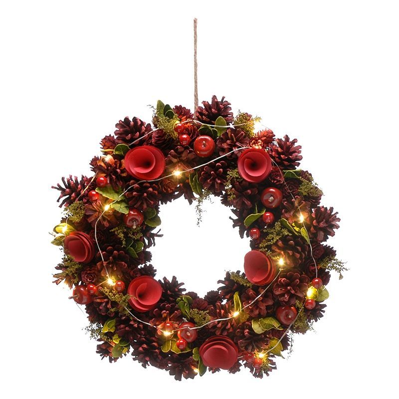 Red Roses Indoor Illuminated Wreath 36cm