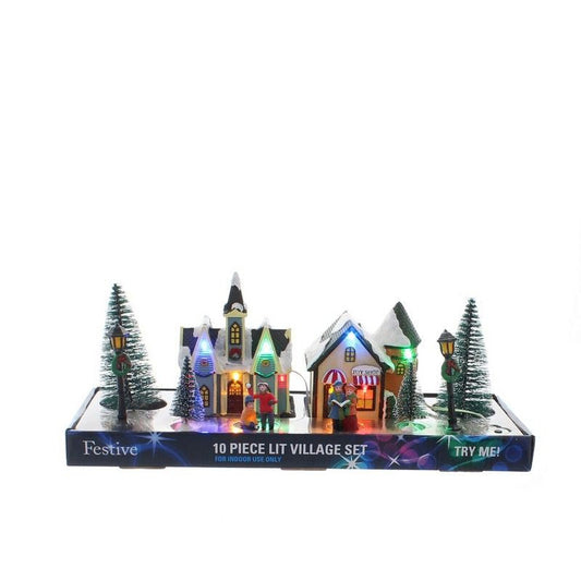 Ornament Miniature Christmas Scene Multifunction Multicolour Indoor LED - 13cm