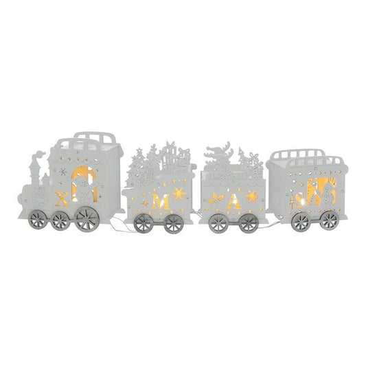 Santa & Friends Train Scene Indoor Illuminated Decoration Warm White 42cm