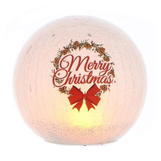 Wreath Flickering Crackle Effect Ball Indoor Illuminated Decoration 15cm