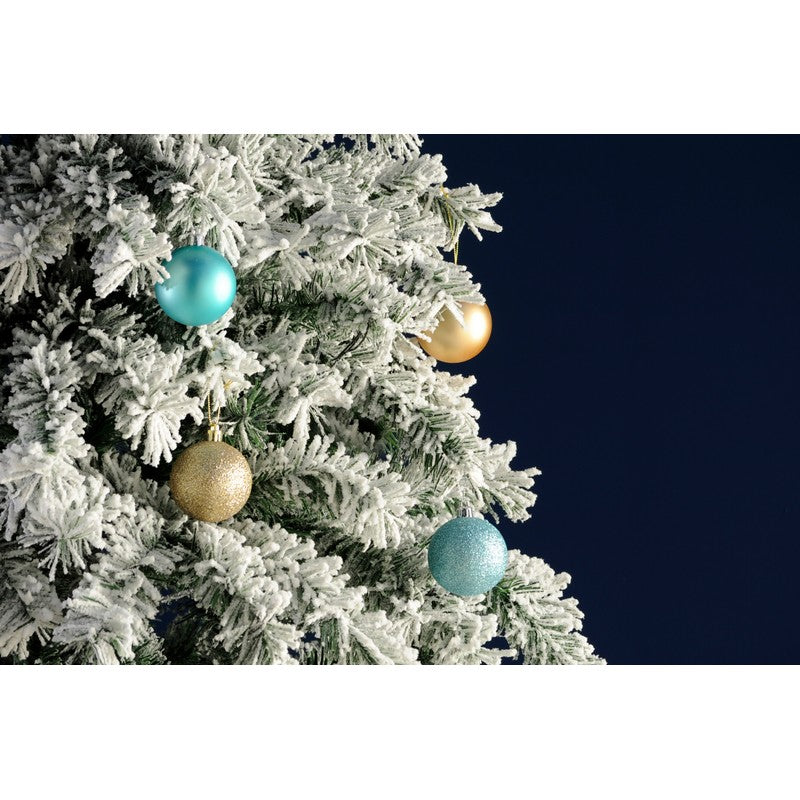 7ft Snowy Ridge Pine Christmas Tree Artificial - White Frosted Green 858 Tips