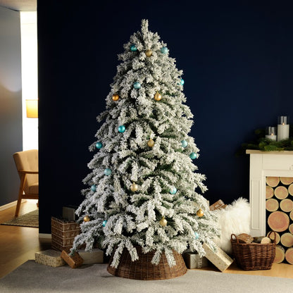 7ft Snowy Ridge Pine Christmas Tree Artificial - White Frosted Green 858 Tips