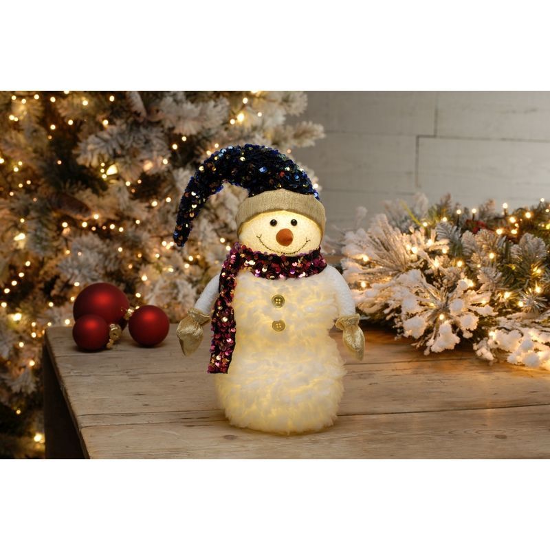 Glitter Sparkle Snowman Indoor Illuminated Floor Decoration Warm White 45cm