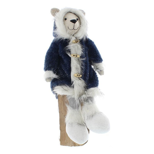 Polar Bear Christmas Decoration White & Blue - 53cm