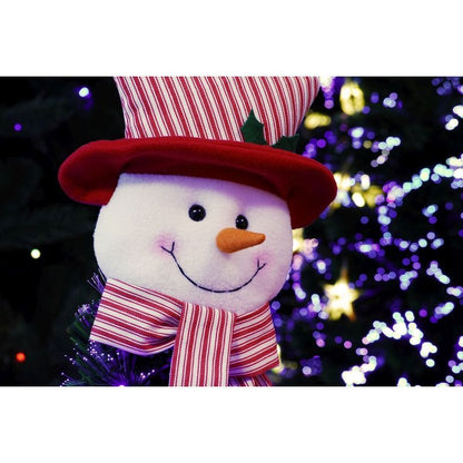 Snowman Christmas Tree Topper Decoration White & Red - 33cm