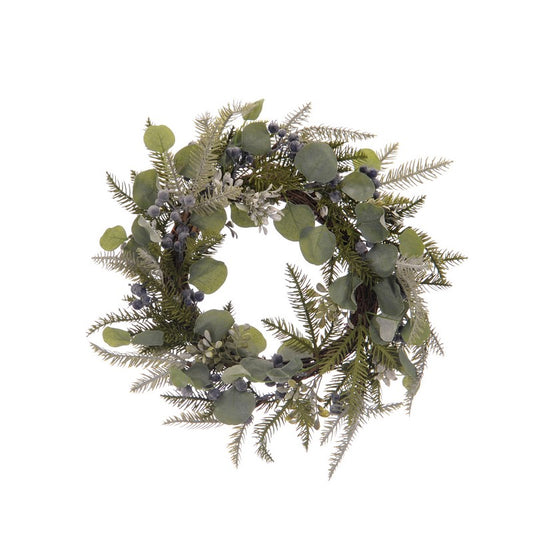 Wreath Christmas Decoration Green with Berries Pattern - 50cm