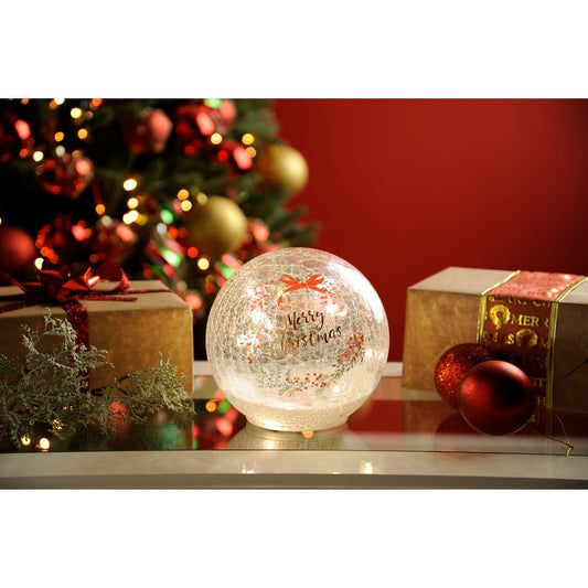 Crackle Effect Christmas Light Ball White Indoor 12 LED