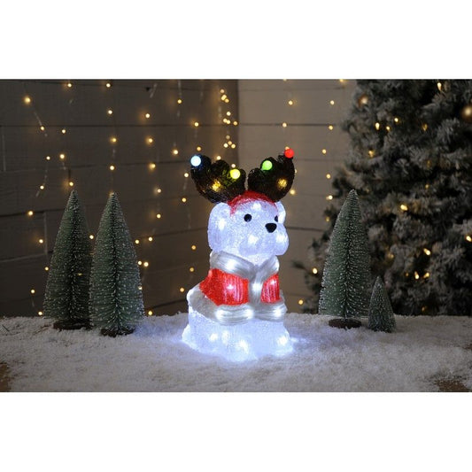 LED Christmas Acrylic Sitting Dog - 32.5cm