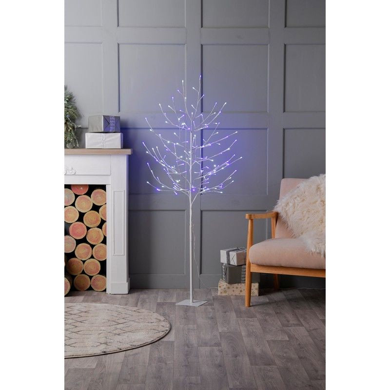 4ft Christmas Tree Light Feature Metal & Plastic with LED Lights Blue & White Glow-Worm