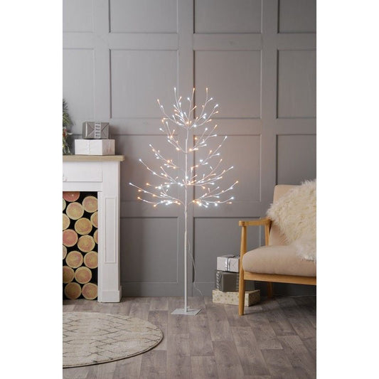 6ft Christmas Tree Light Feature Metal & Plastic with LED Lights White & Warm White Glow-Worm