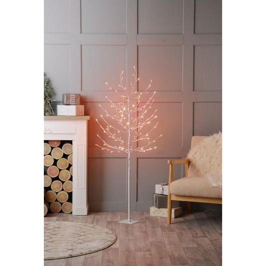 6ft Christmas Tree Light Feature Metal & Plastic with LED Lights Red & Warm White Winter Wishes