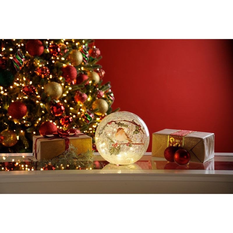 Crackle Effect Christmas Light Ball Warm White Indoor 15 LED