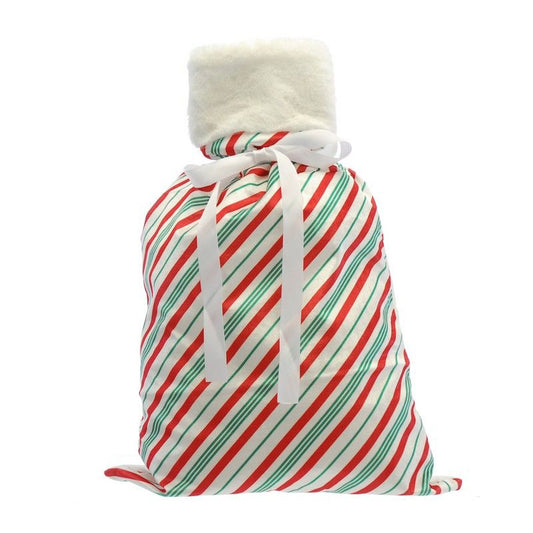 Christmas Sack Red & Green with Striped Pattern - 70cm