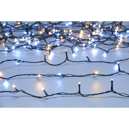 Christmas String Fairy Lights Multifunction White & Warm White Outdoor 200 LED - 19.9m