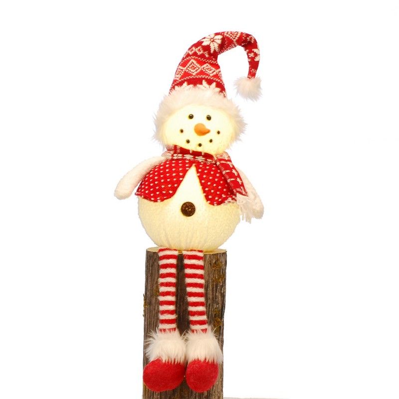 LED Snowman Christmas Decoration White & Red - 86cm