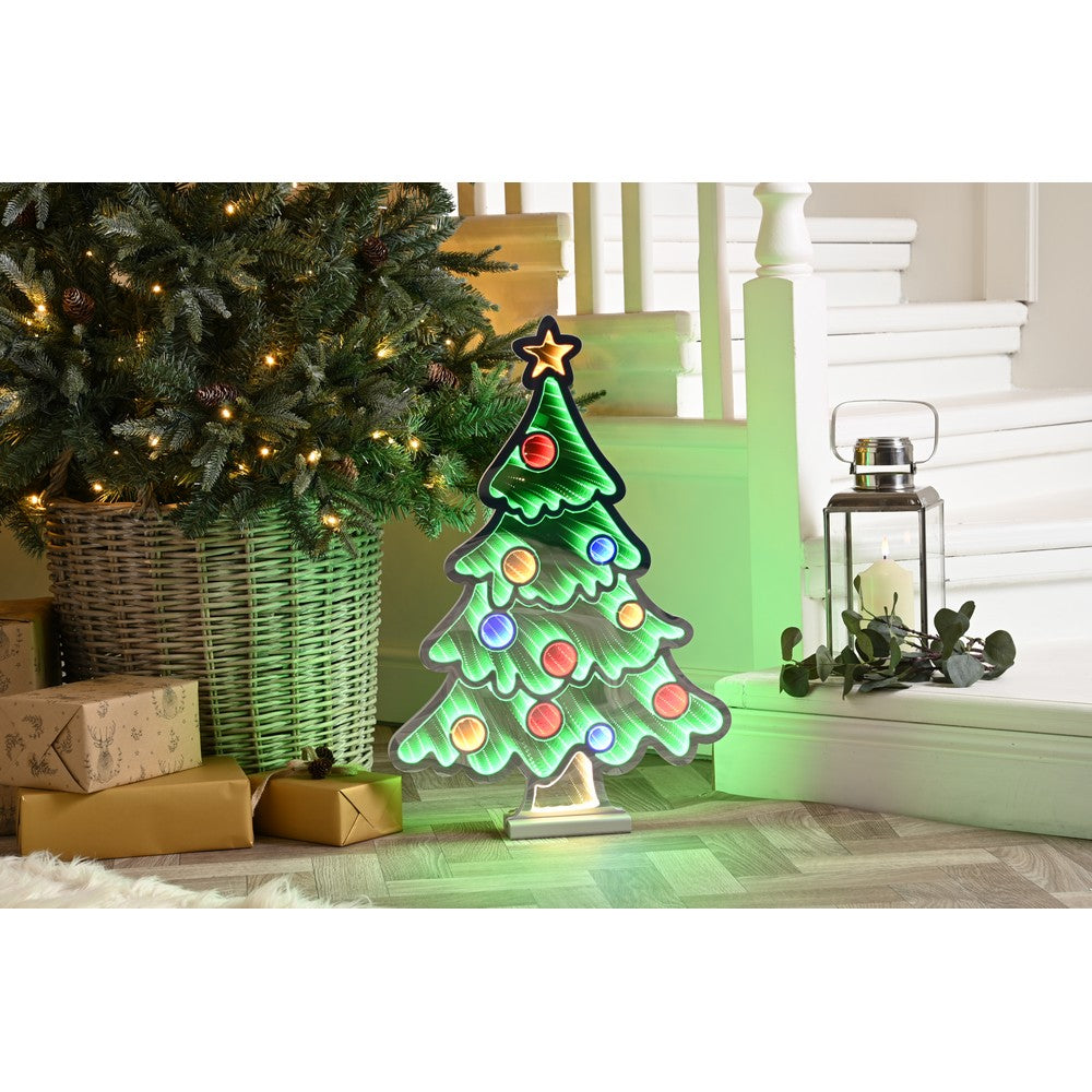 Christmas Infinity Tree With Wooden Base - 60cm