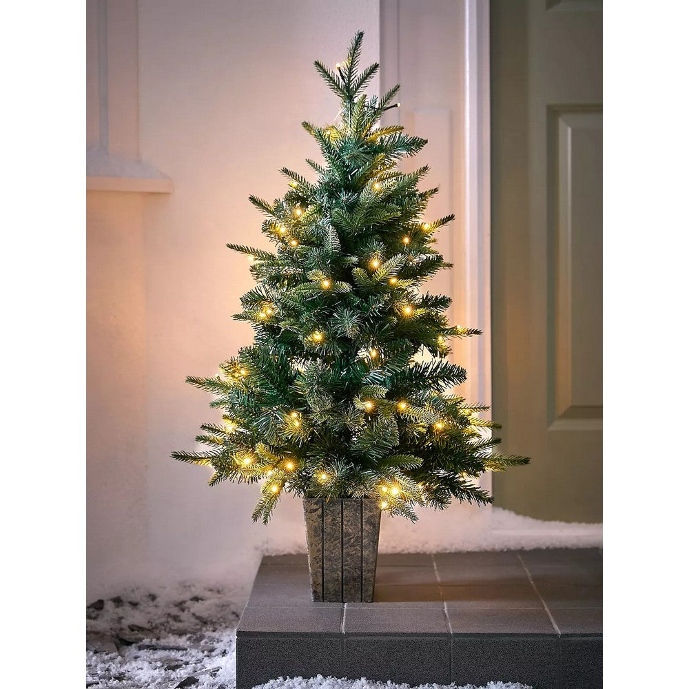 3ft Potted Christmas Tree Artificial - Metal & Plastic with LED Lights Warm White