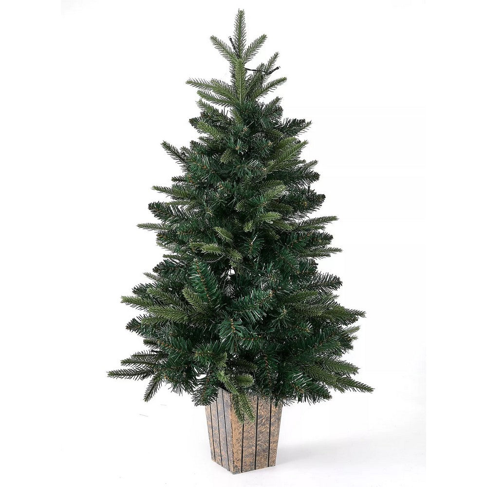 3ft Potted Christmas Tree Artificial - Metal & Plastic with LED Lights Warm White