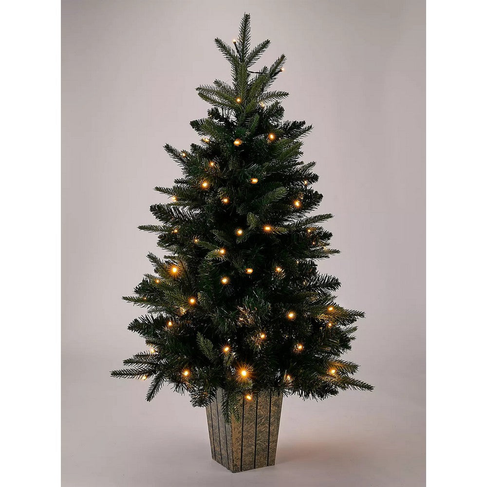 3ft Potted Christmas Tree Artificial - Metal & Plastic with LED Lights Warm White