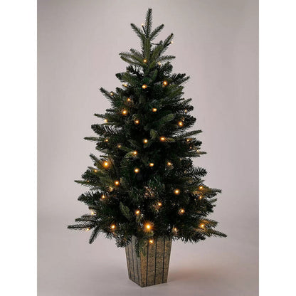 3ft Potted Christmas Tree Artificial - Metal & Plastic with LED Lights Warm White