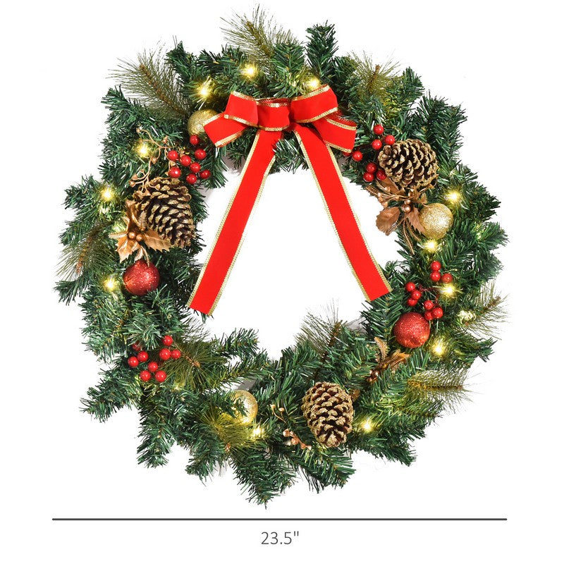 Pre-Lit Artificial Christmas Door Wreath