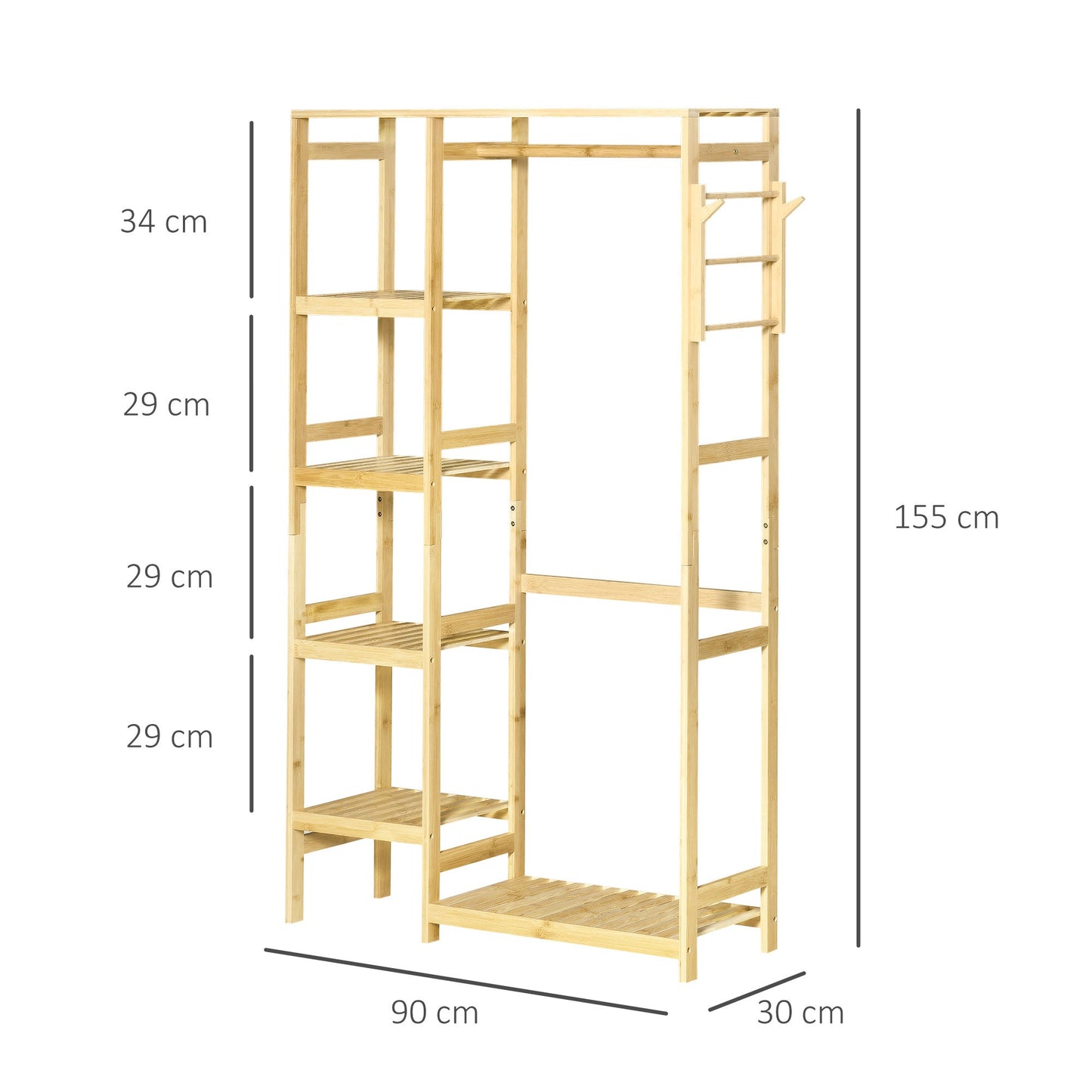 Baboo 155cm Clothing Storage Five Shelf