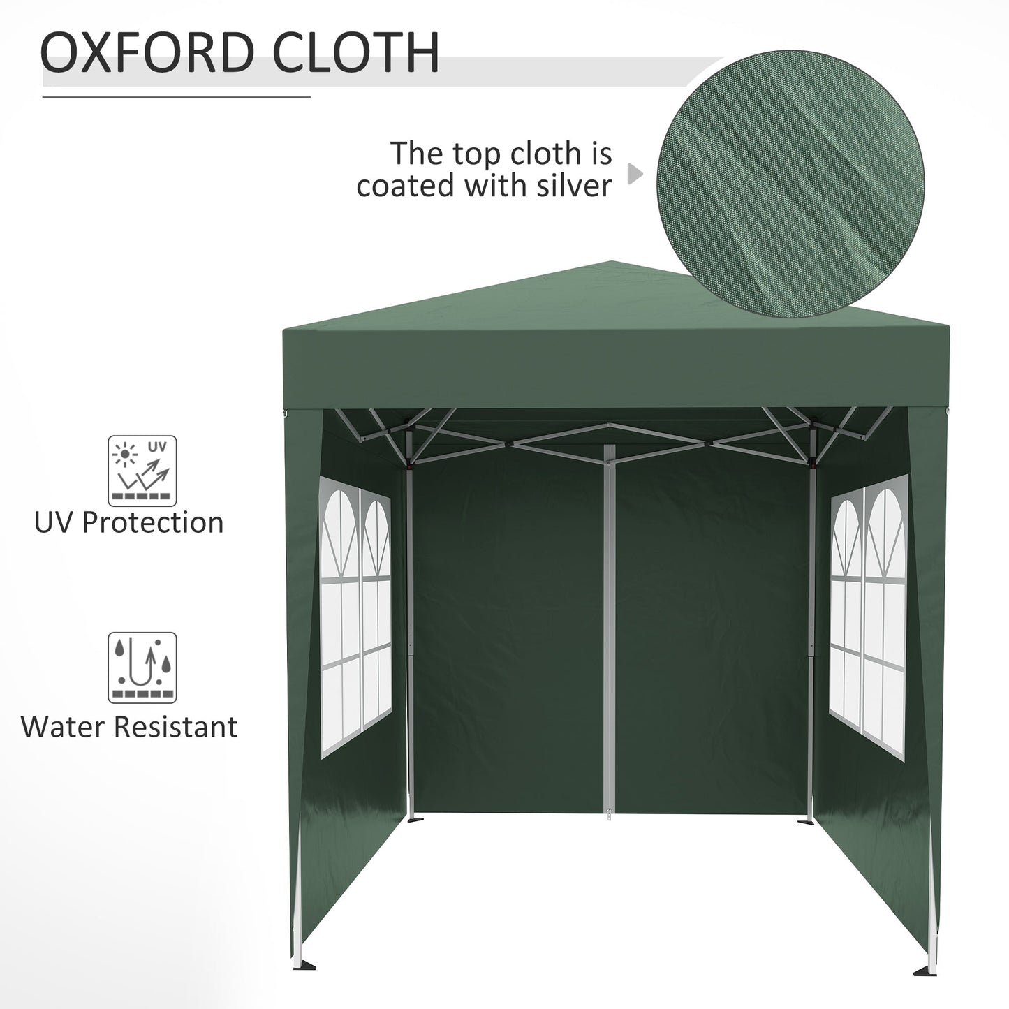 2m x 2m Garden Pop Up Gazebo Marquee Party Tent Wedding Awning Canopy New With free Carrying Case Green + Removable 2 Walls 2 Windows