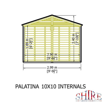 Shire Palatina 10' 4" x 10' 4" Pyramid Hip Summerhouse - Premium Dip Treated Shiplap