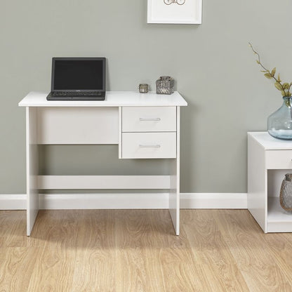 Panama Desk White 2 Drawers