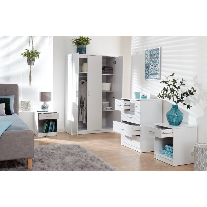 Panama 4 Piece Bedroom Furniture Set White Extending Table