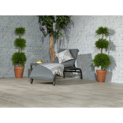 Paris Rattan Garden Patio Sun Lounger by Royalcraft with Grey Cushions