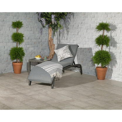 Paris Rattan Garden Patio Sun Lounger by Royalcraft with Grey Cushions