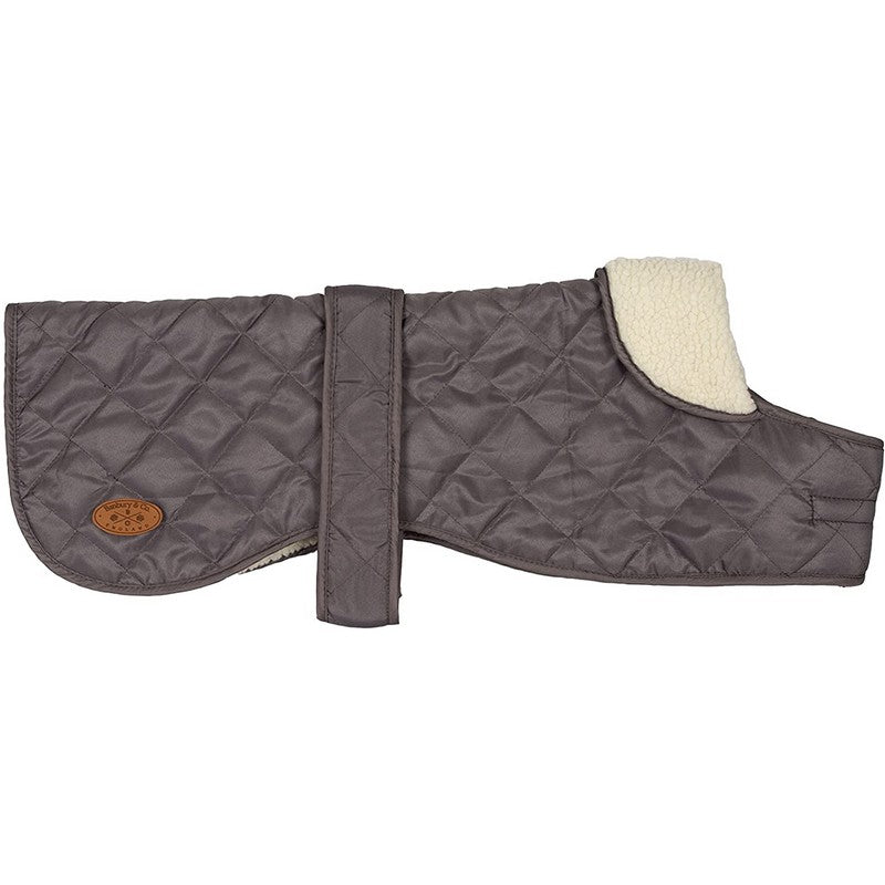 Medium Dog Coat Grey Faux Fur & Faux Leather 43cm by Banbury