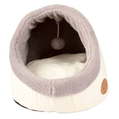 Cat Igloo Cream Faux Fur 47cm by Banbury