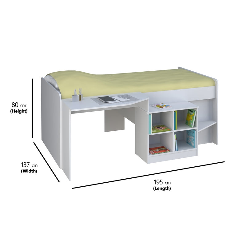 Pilot Single Bed White 4 x 6ft by Kidsaw