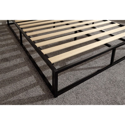 Platform Double Bed Metal Black 4 x 6ft