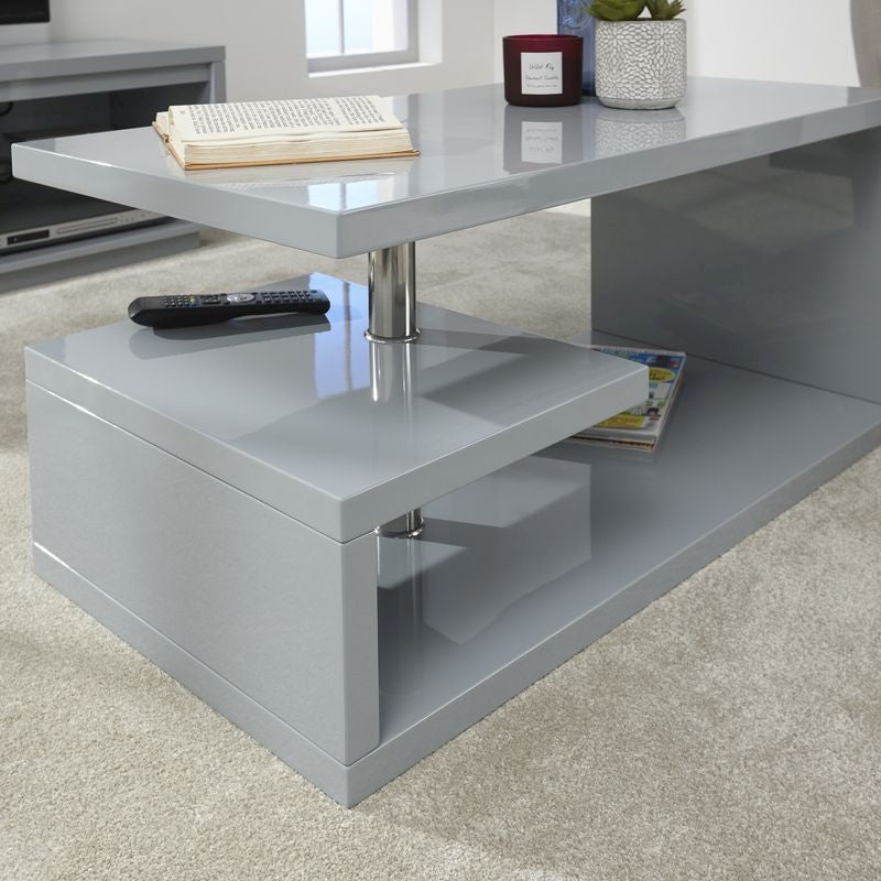 Polar Coffee Table Grey 2 Shelves